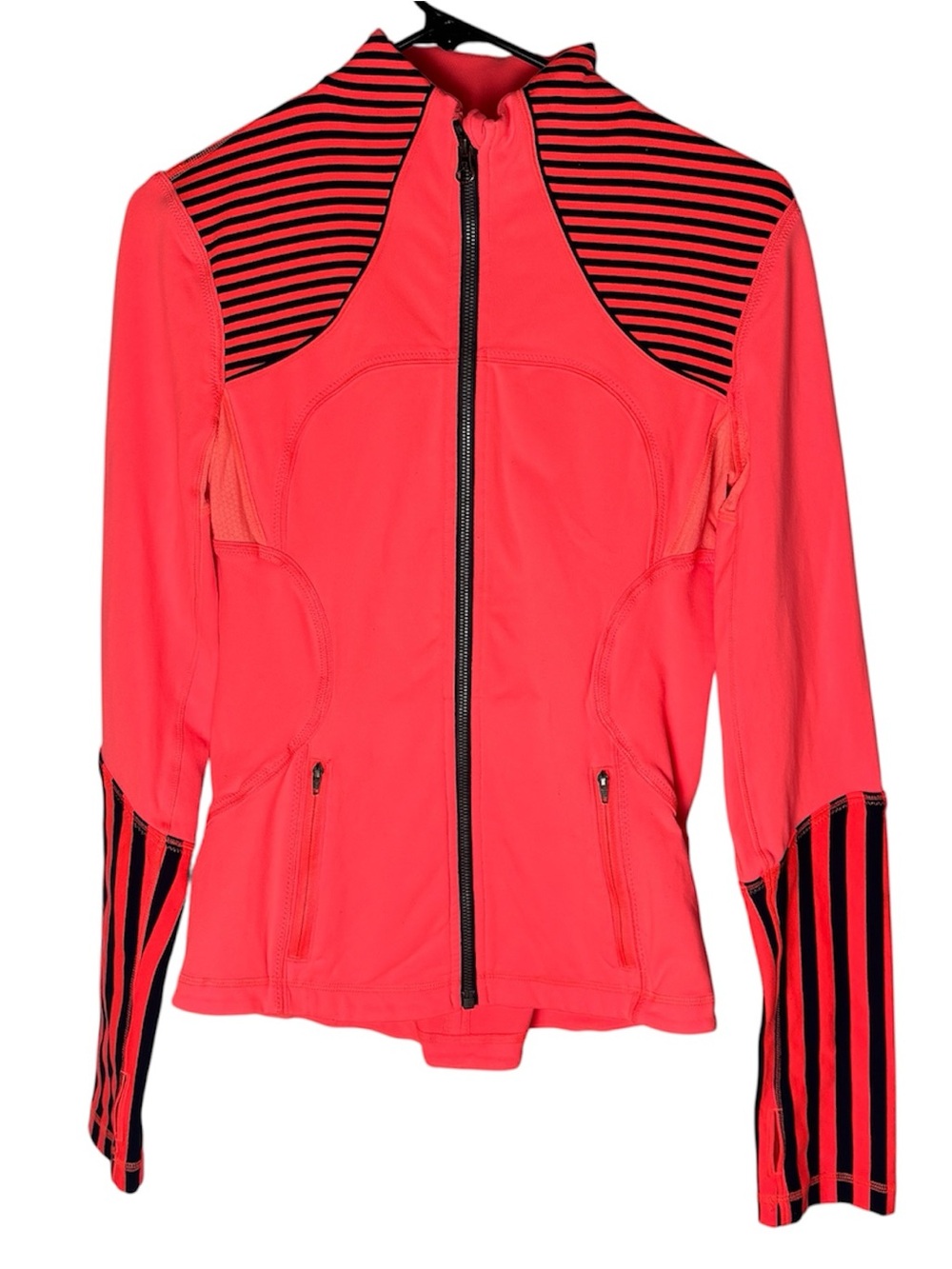 Lululemon Forme Jacket Flare Orange Classic Stripe Navy Inkwell Blue Size 6
